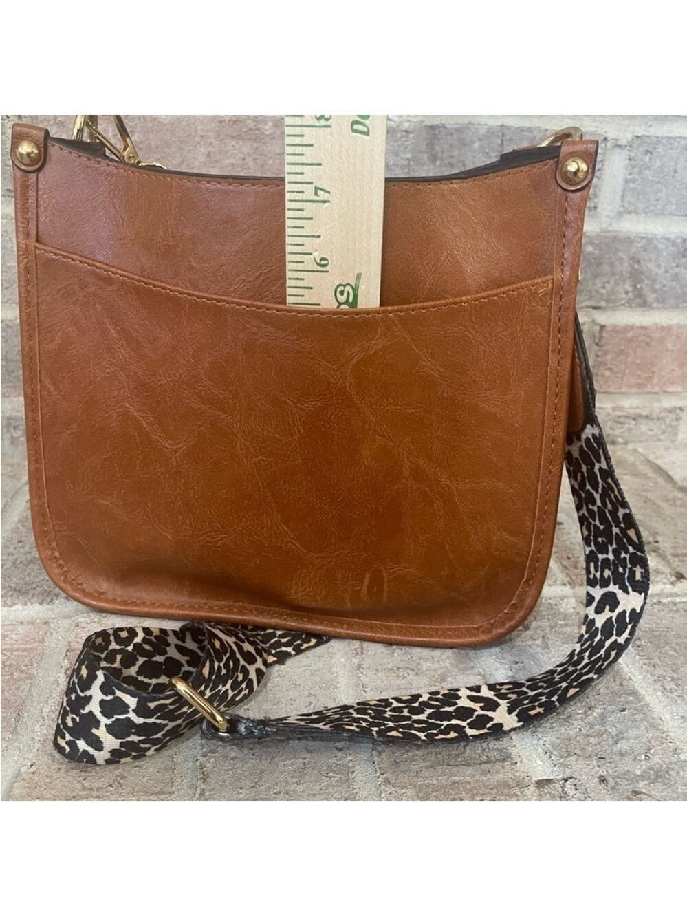 Brown Shoulder Bag with Leopard Strap - Picture 2 of 6